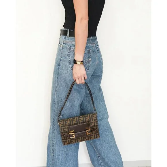 Fendi Tobacco Monogram Zucca Canvas Shoulder Bag - Picture 12 of 13